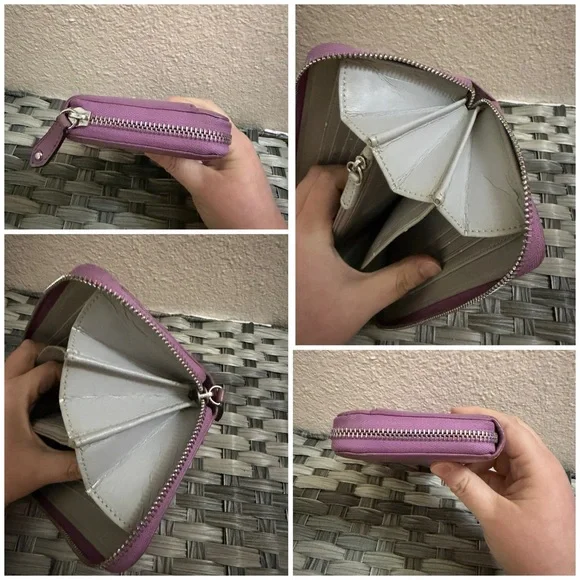 Coach Purple Leather Zip Around Wallet Wristlet - Picture 2 of 15